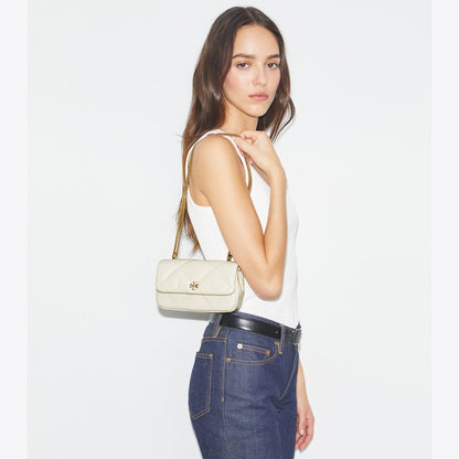 Tory Burch Mini Kira Diamond Quilt Flap Bag Warm White