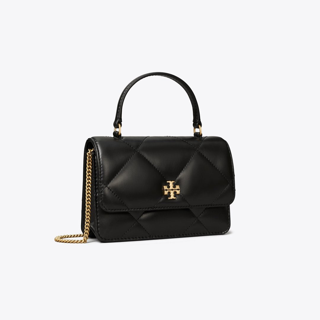Tory Burch Mini Kira Diamond Quilt Top-Handle Crossbody Black