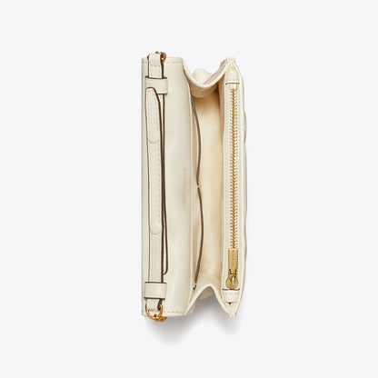 Tory Burch Mini Kira Diamond Quilt Top-Handle Crossbody Warm White