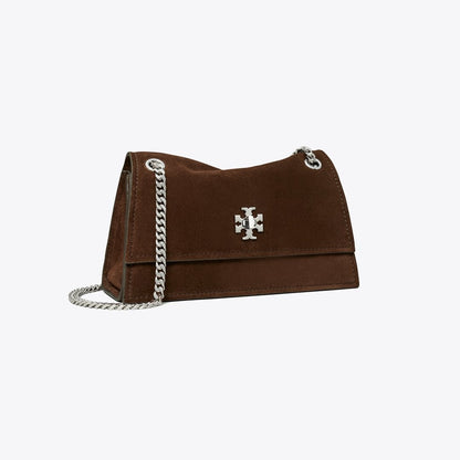 Tory Burch Mini Kira Turnlock Suede Shoulder Bag Dark Cocoa