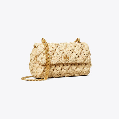 Tory Burch Mini Kira Woven Flap Bag Natural