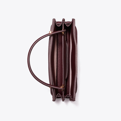 Tory Burch Mini Lee Radziwill Pebbled Top-Handle Bag Dark Carmine