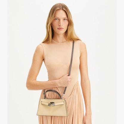 Tory Burch Mini Lee Radziwill Top-Handle Bag Praline