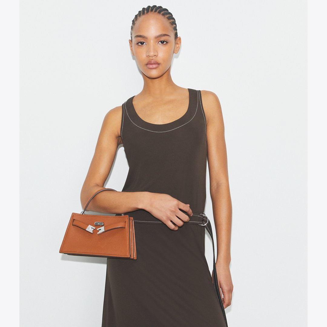 Tory Burch Mini Lee Radziwill Top-Handle Bag BOURBON