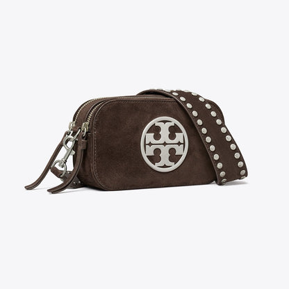 Tory Burch Mini Miller Suede Crossbody Bag Shadow Oak