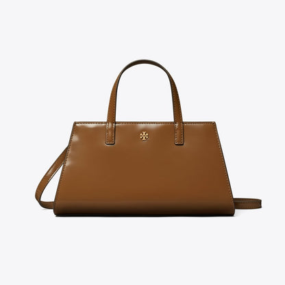 Tory Burch Mini Patent Leather Tote Rich Walnut