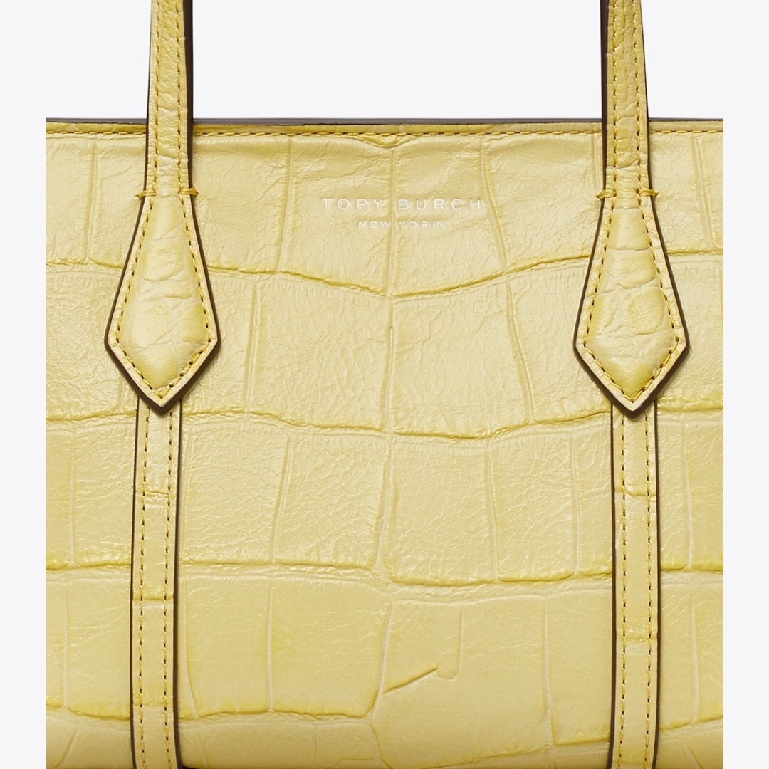 Tory Burch Mini Perry Embossed Tote Yellow Sky