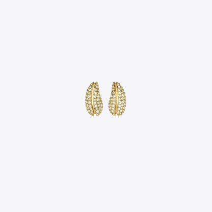 Tory Burch Mini Pierced Pav Earrings Light Brass / Crystal