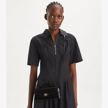 Tory Burch Mini Robinson Spazzolato Crossbody Black