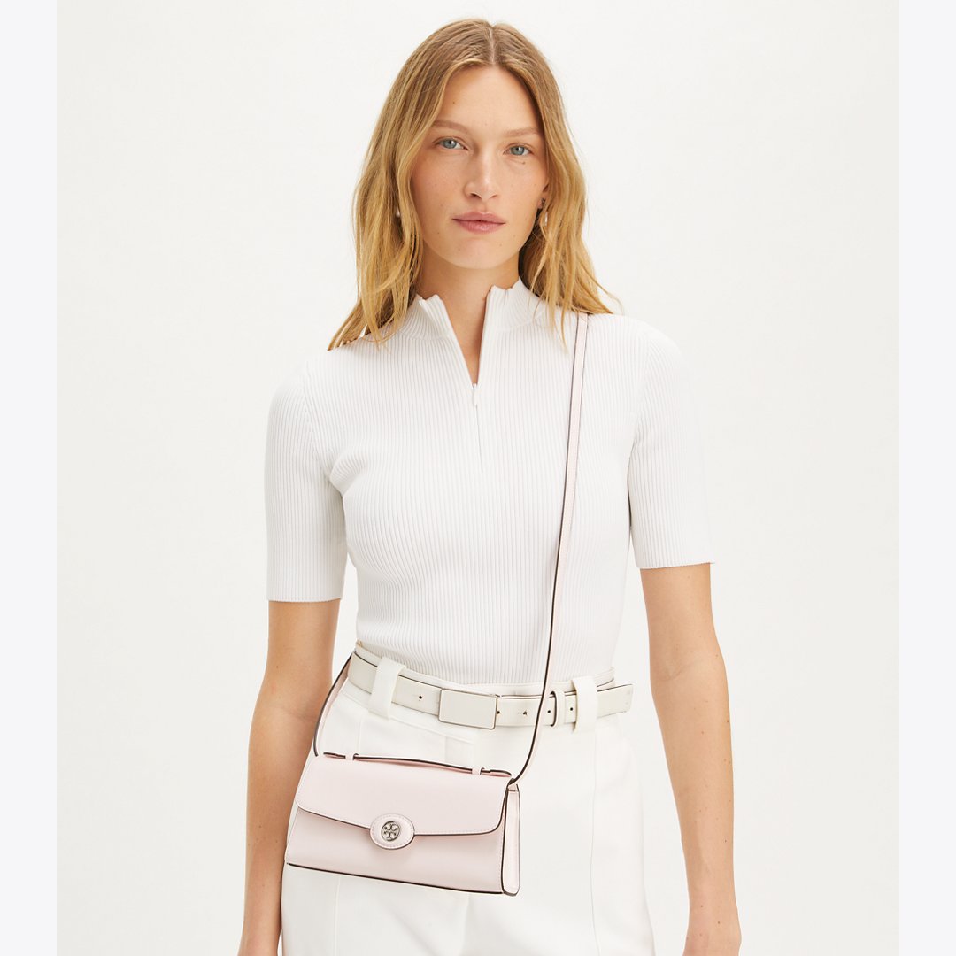 Tory Burch Mini Robinson Spazzolato Crossbody Powder Pink