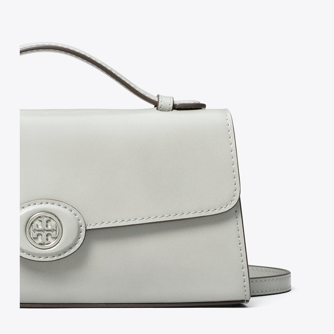Tory Burch Mini Robinson Spazzolato Crossbody Light Granite