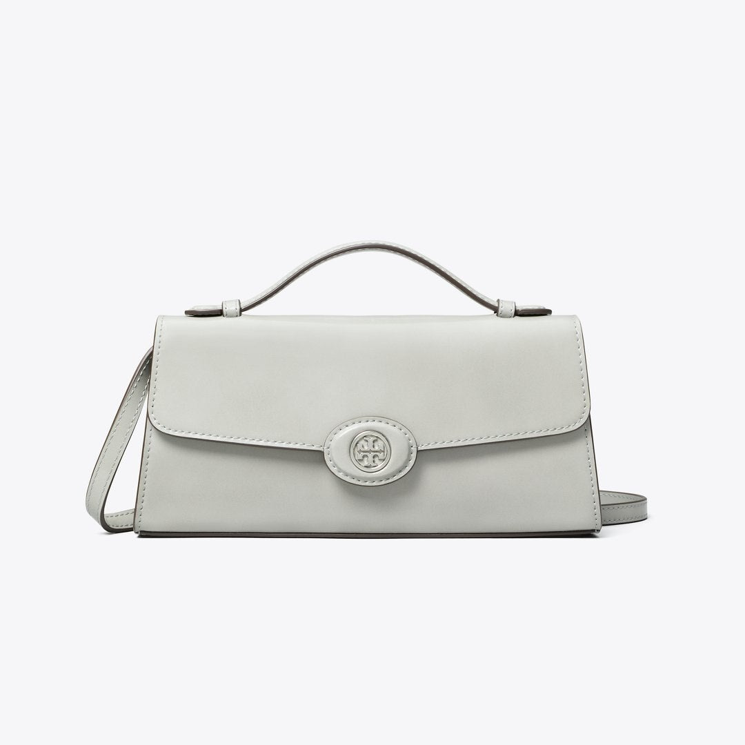 Tory Burch Mini Robinson Spazzolato Crossbody Light Granite