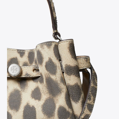 Tory Burch Mini Romy Suede Bucket Bag Cheetah Spots