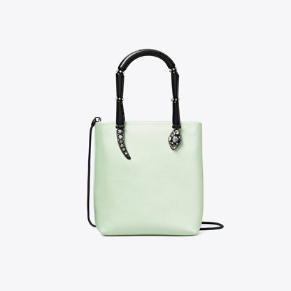 Tory Burch Mini Satin Snake Handle Tote Mint