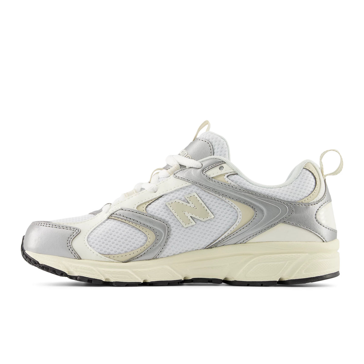 New Balance 408 White with Linen and Silver Metallic