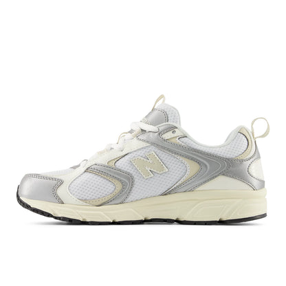 New Balance 408 White with Linen and Silver Metallic