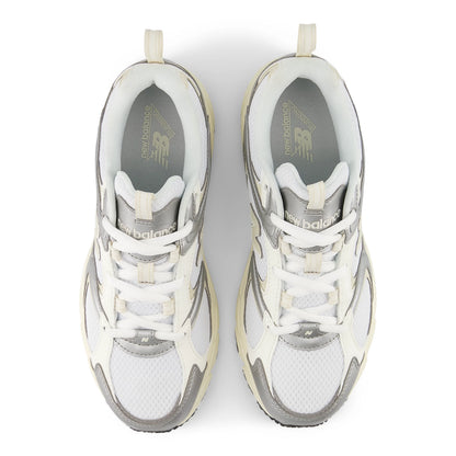 New Balance 408 White with Linen and Silver Metallic