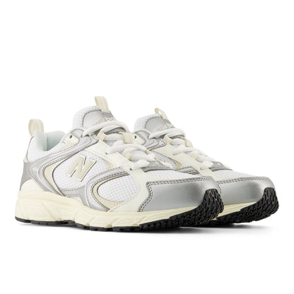 New Balance 408 White with Linen and Silver Metallic