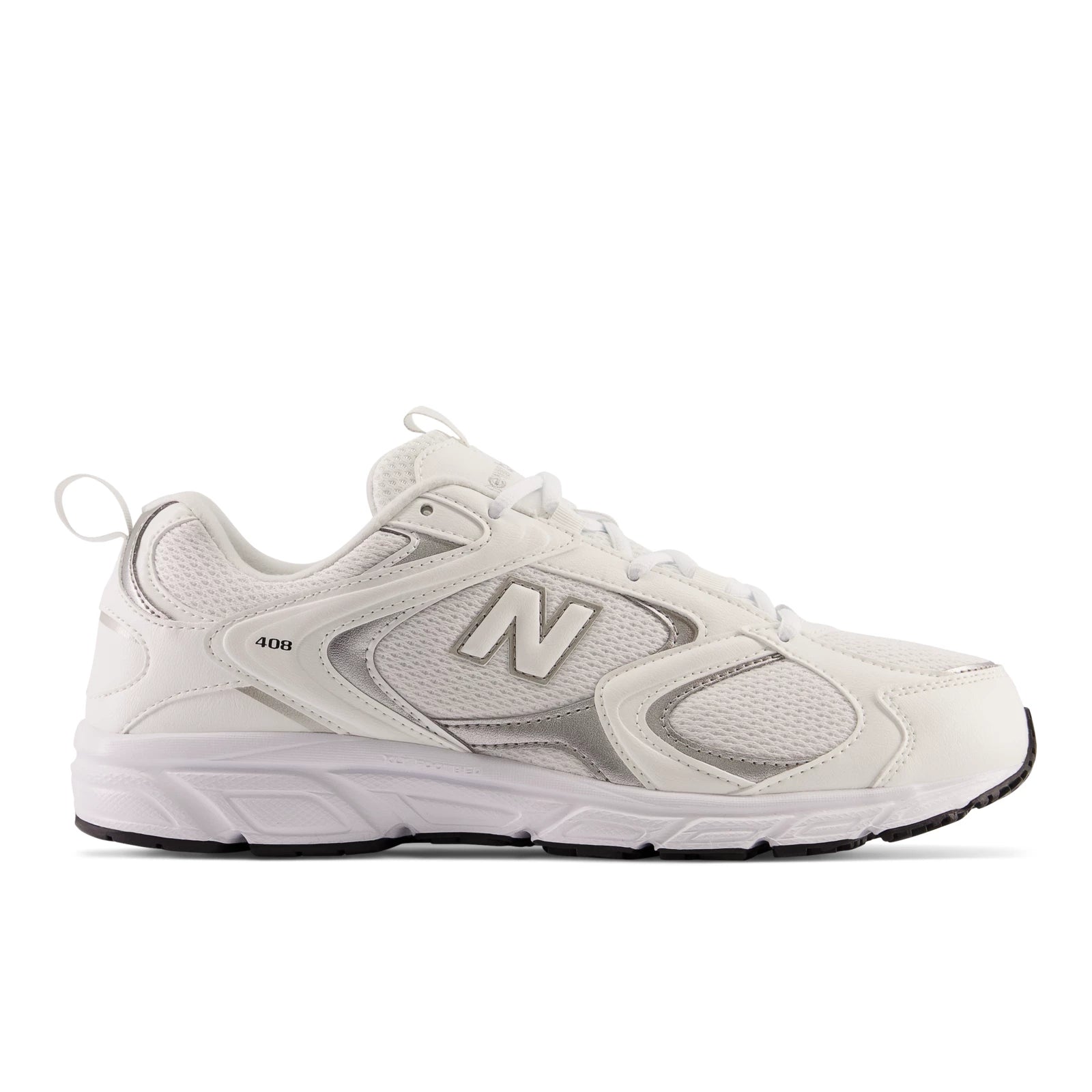New Balance 408 White With Silver Metallic And Black White With Silver Metallic And Black