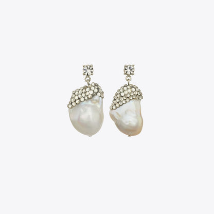 Tory Burch Moondance Crystal and Pearl Drop Earrings Ivory / Crystal