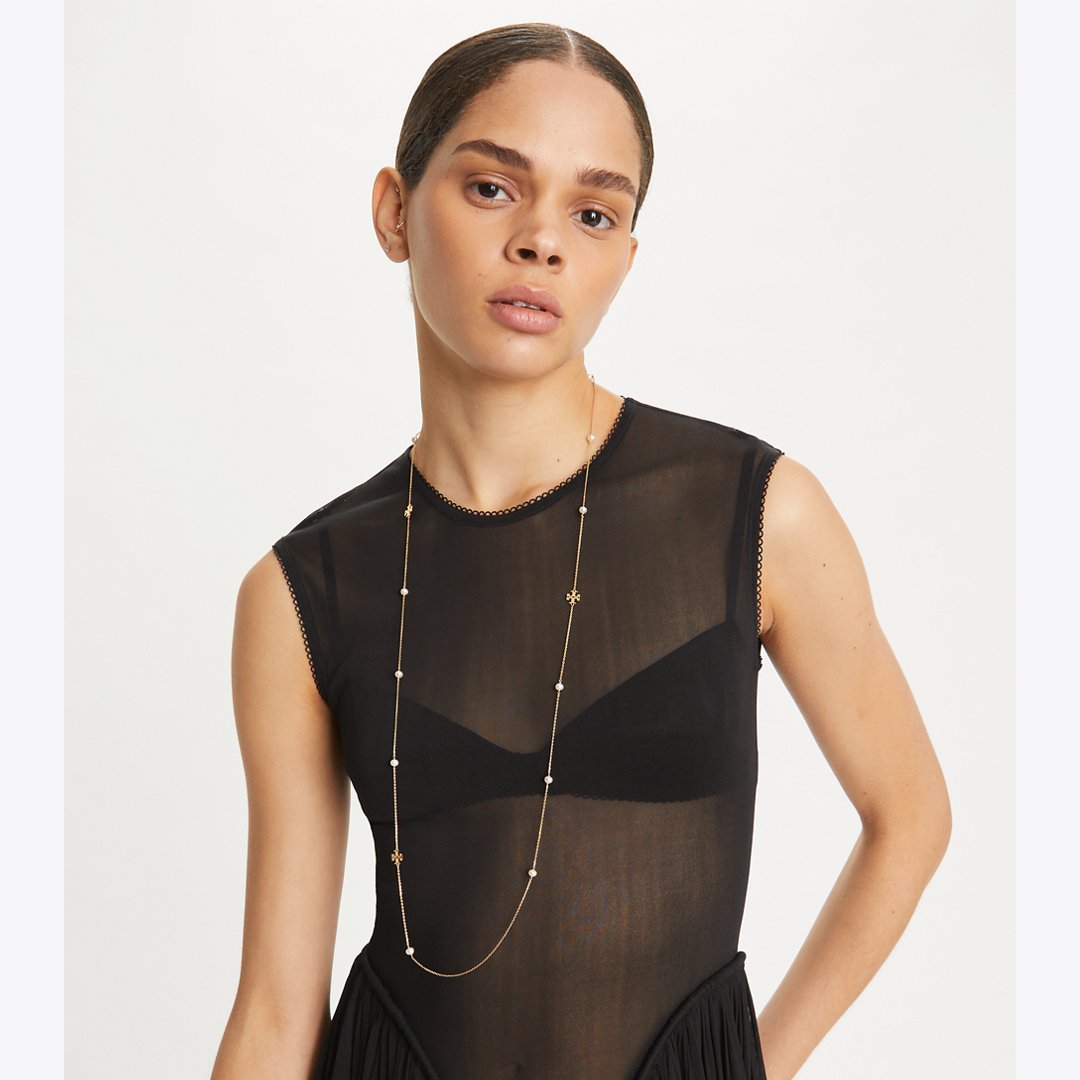 Tory Burch Moondance Long Pearl Necklace Tory Gold / Pearl