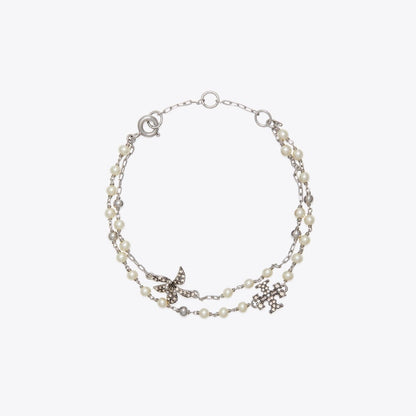 Tory Burch Moondance Multi Strand Pearl Bracelet Tory Silver / Pearl / Crystal