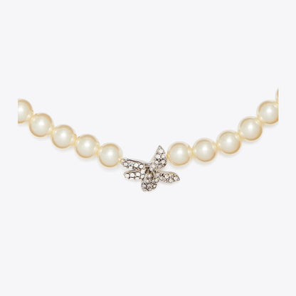 Tory Burch Moondance Pav Flower Pearl Necklace Tory Silver / Pearl / Crystal