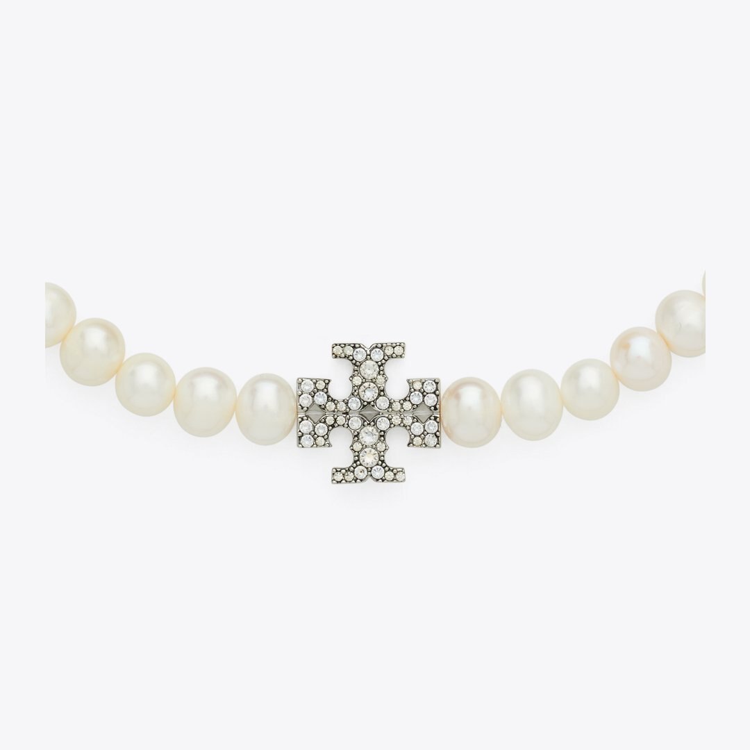 Tory Burch Moondance Pearl and Pav Necklace Tory Silver / Pearl / Crystal