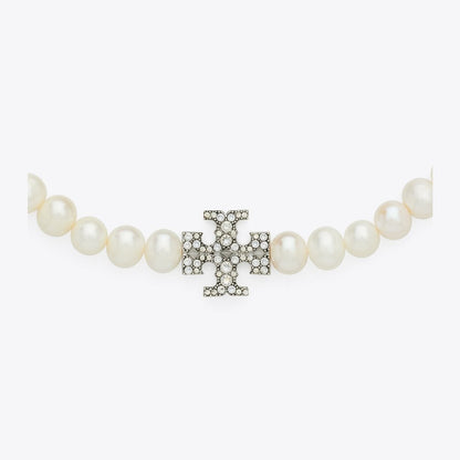 Tory Burch Moondance Pearl and Pav Necklace Tory Silver / Pearl / Crystal