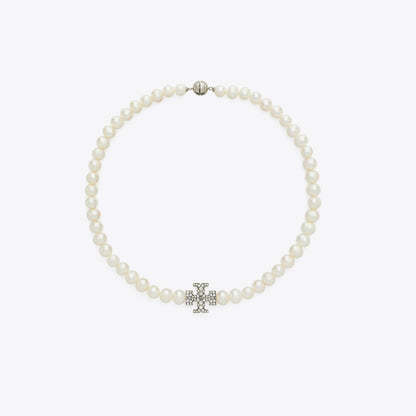 Tory Burch Moondance Pearl and Pav Necklace Tory Silver / Pearl / Crystal