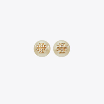Tory Burch Moondance Pearl and Pav Stud Earrings Ivory