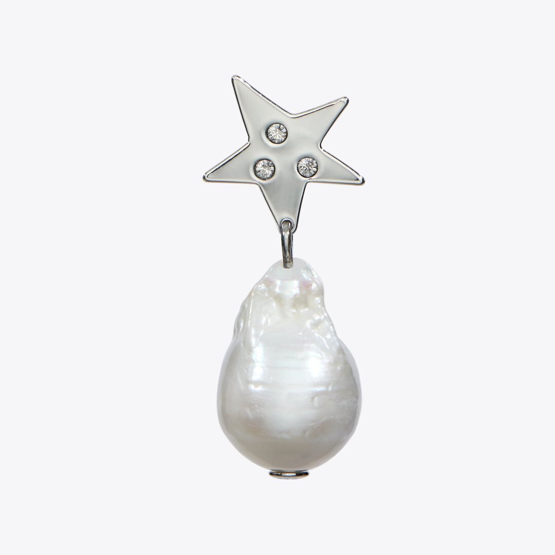 Tory Burch Moondance Pearl and Star Drop Earrings Tory Silver / Pearl / Crystal
