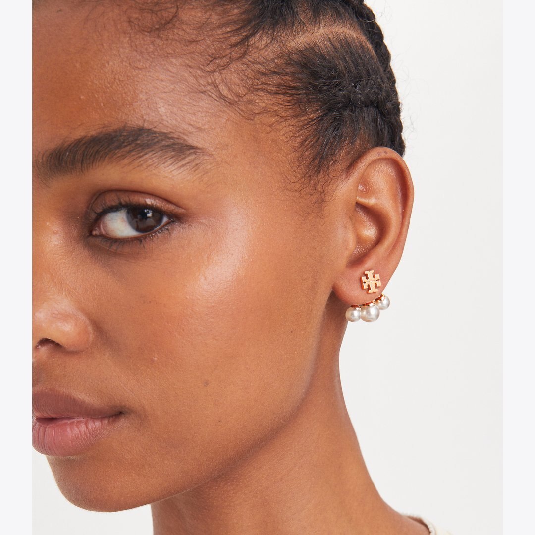 Tory Burch Moondance Pearl Front-Back Earrings Tory Gold / Cream