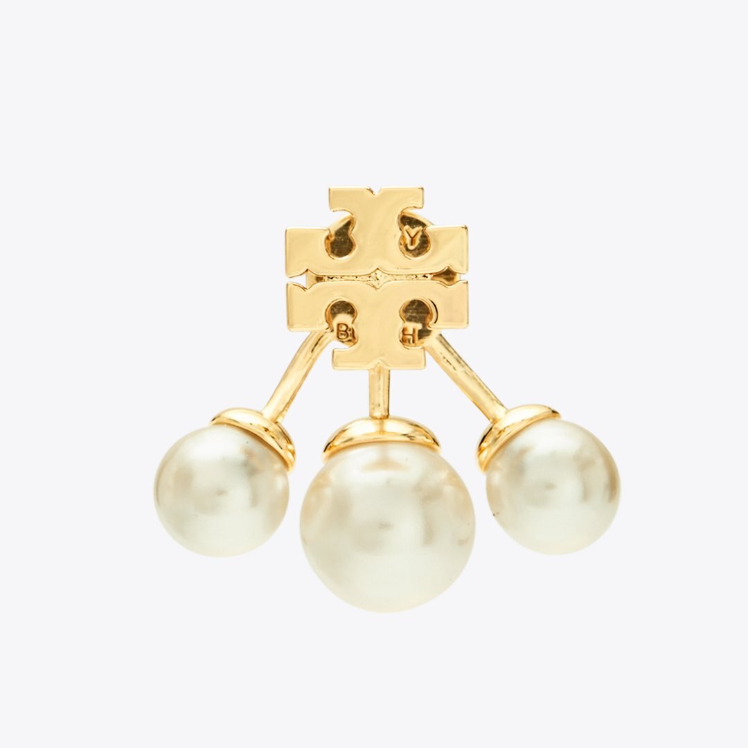 Tory Burch Moondance Pearl Front-Back Earrings Tory Gold / Cream