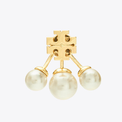 Tory Burch Moondance Pearl Front-Back Earrings Tory Gold / Cream