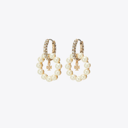Tory Burch Moondance Pearl Hoop Earrings Pearl