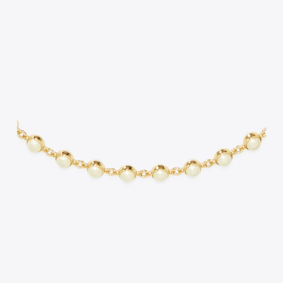 Tory Burch Moondance Pearl Necklace Light Brass / Pearl