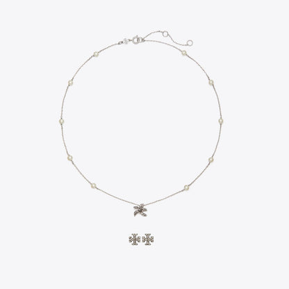 Tory Burch Moondance Pendant and Earrings Gift Set Tory Silver / Pearl