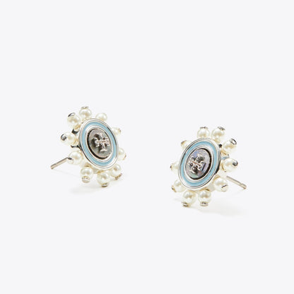 Tory Burch Moondance Stud Earrings Blue / Pearl