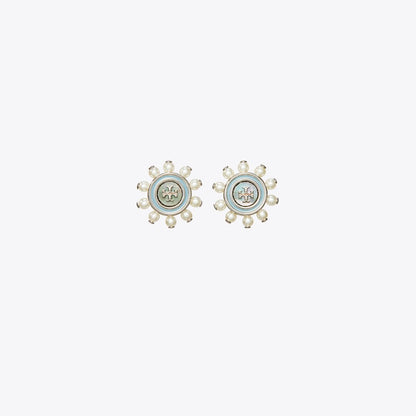 Tory Burch Moondance Stud Earrings Blue / Pearl