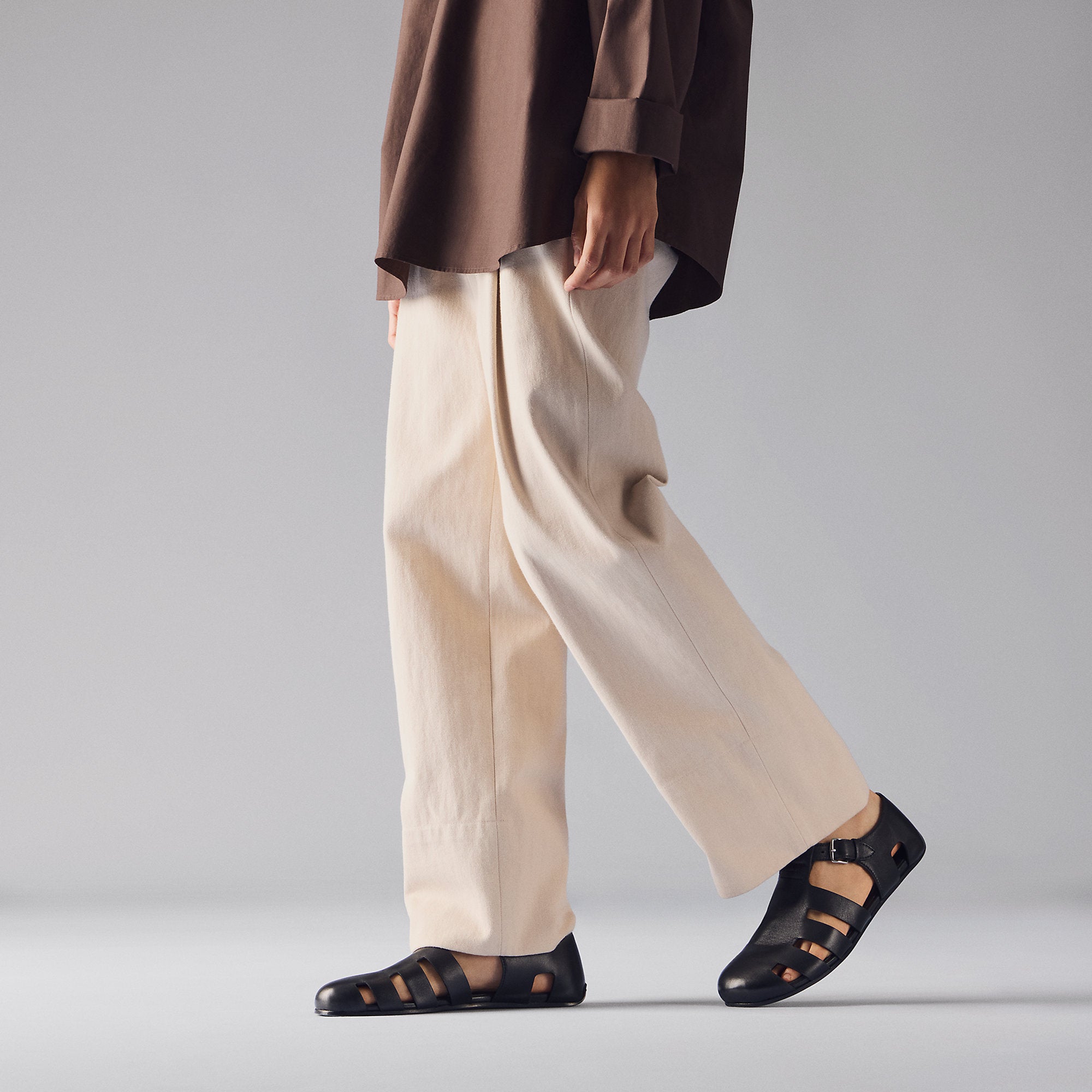  Hermes Motif Sandal Noir