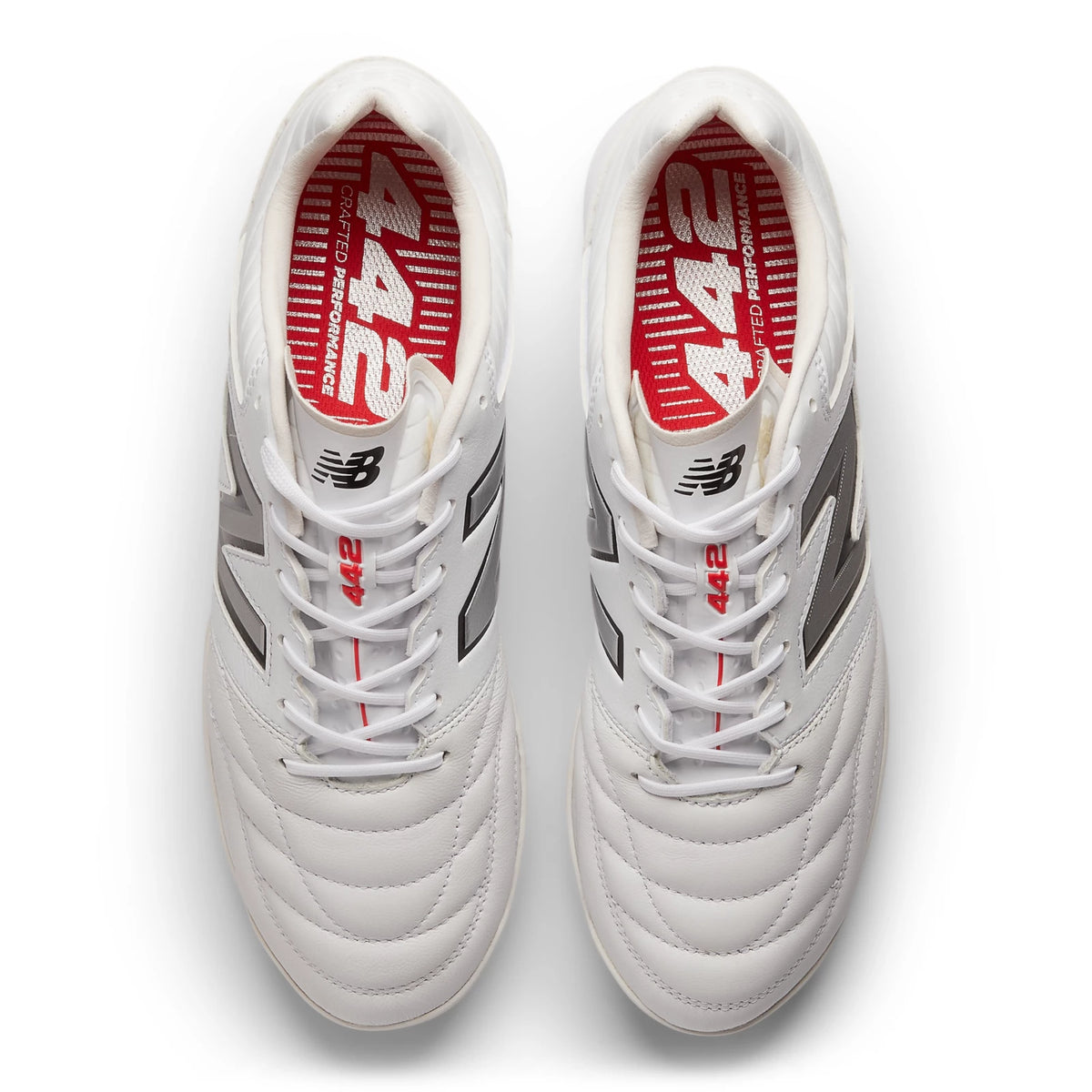 New Balance 442 PRO TF V2 White with Black and Team Red