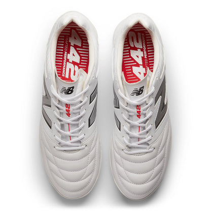 New Balance 442 PRO TF V2 White with Black and Team Red