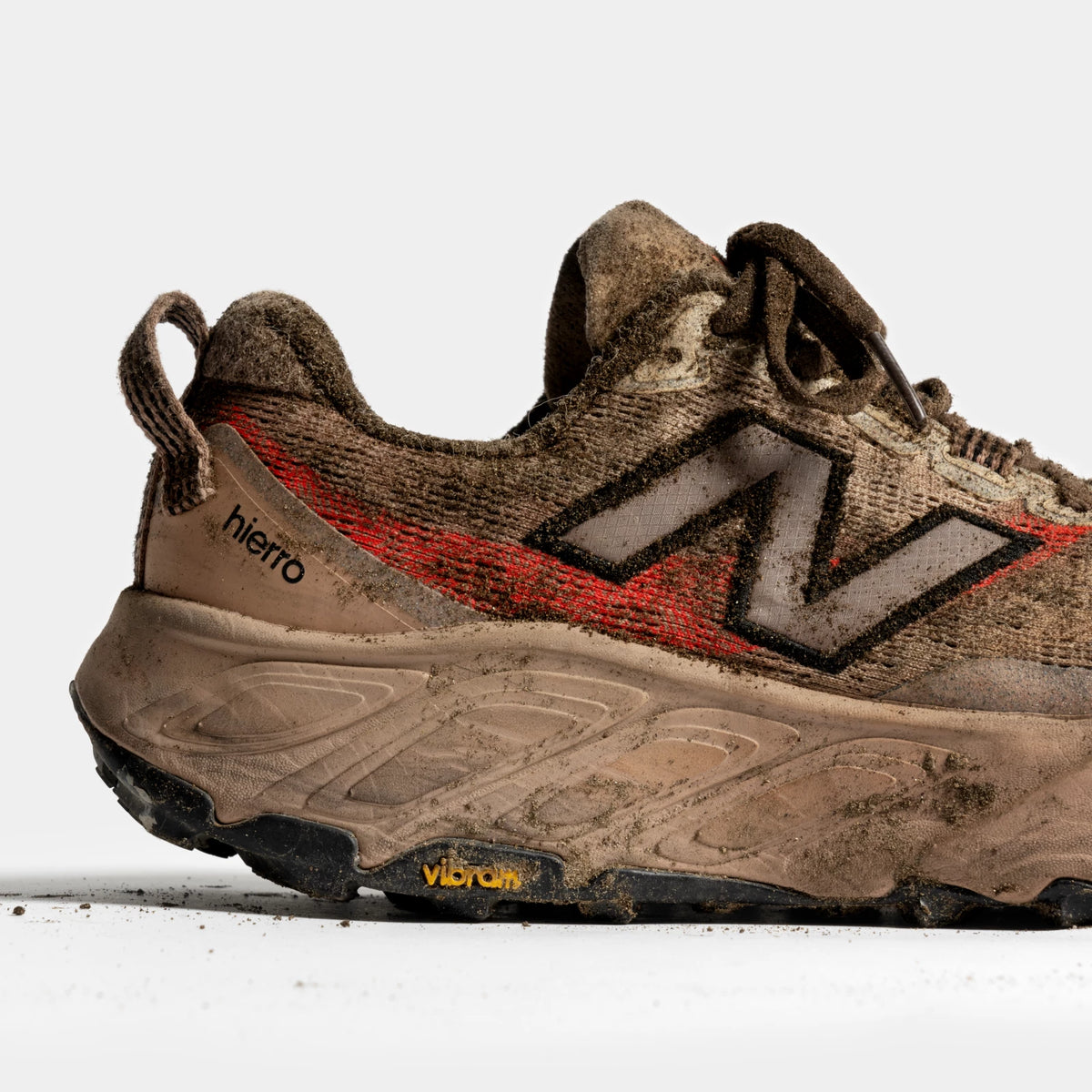 New Balance Fresh Foam X Hierro V9 Desert Clay with Earth Shadow and Urgent Red