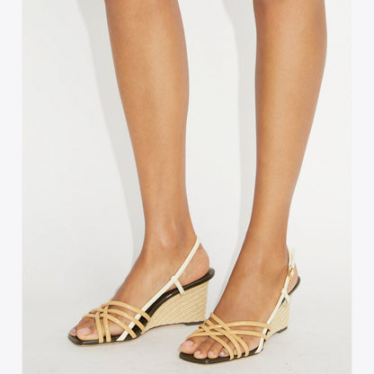 Tory Burch Multi-Strap Espadrille Wedge CANTUCCI / LIGHT CREAM