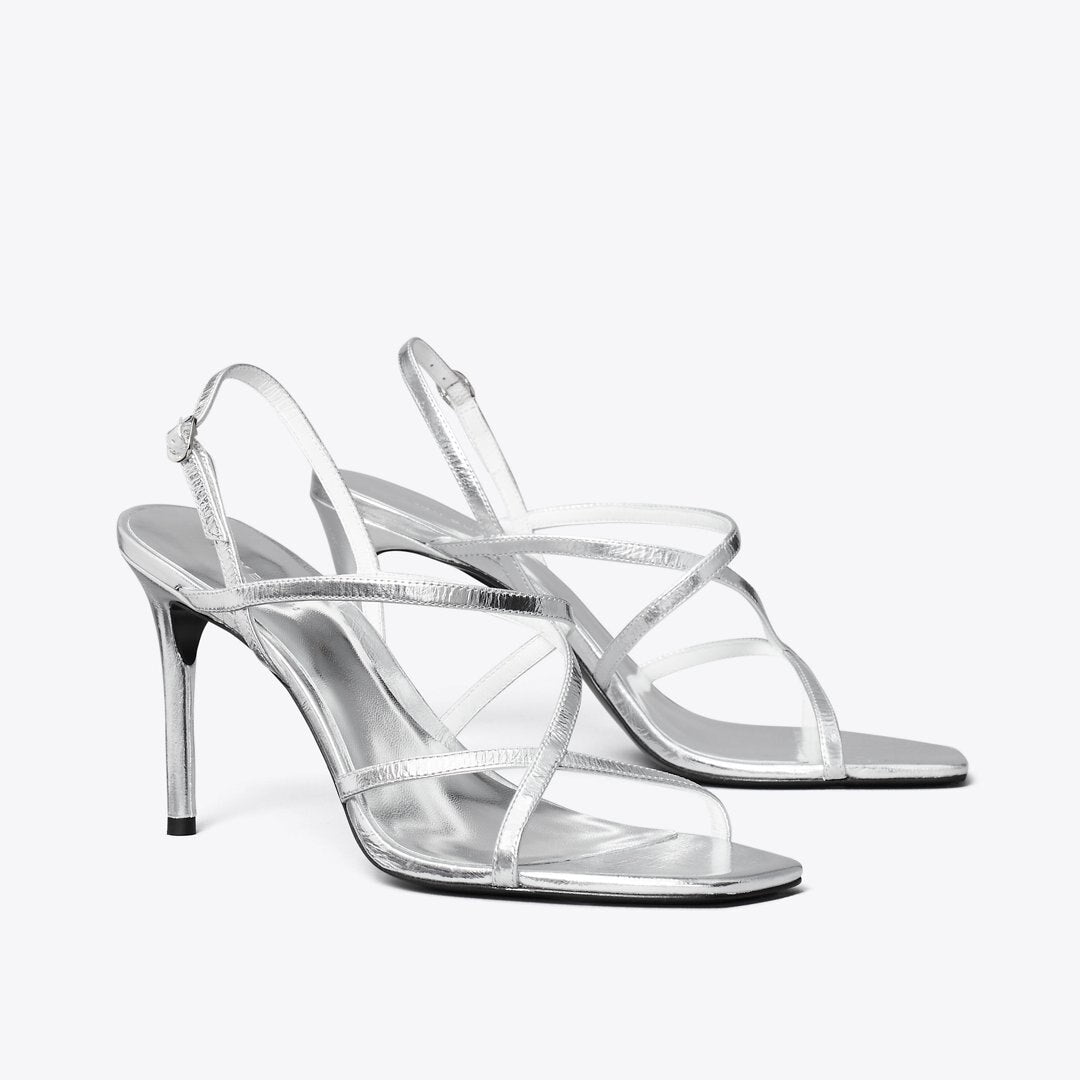 Tory Burch Multi-Strap Heeled Sandal SILVER