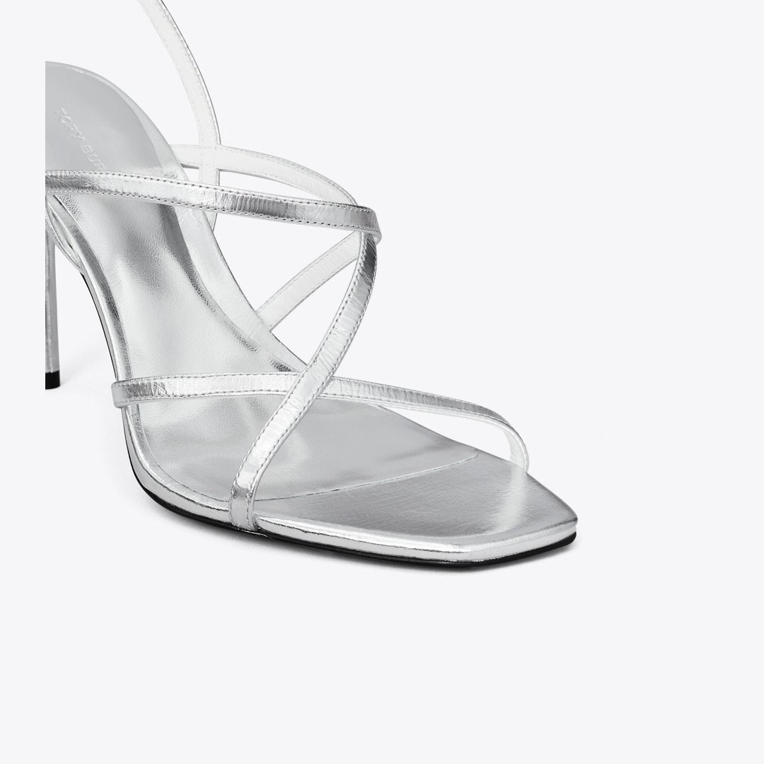 Tory Burch Multi-Strap Heeled Sandal SILVER