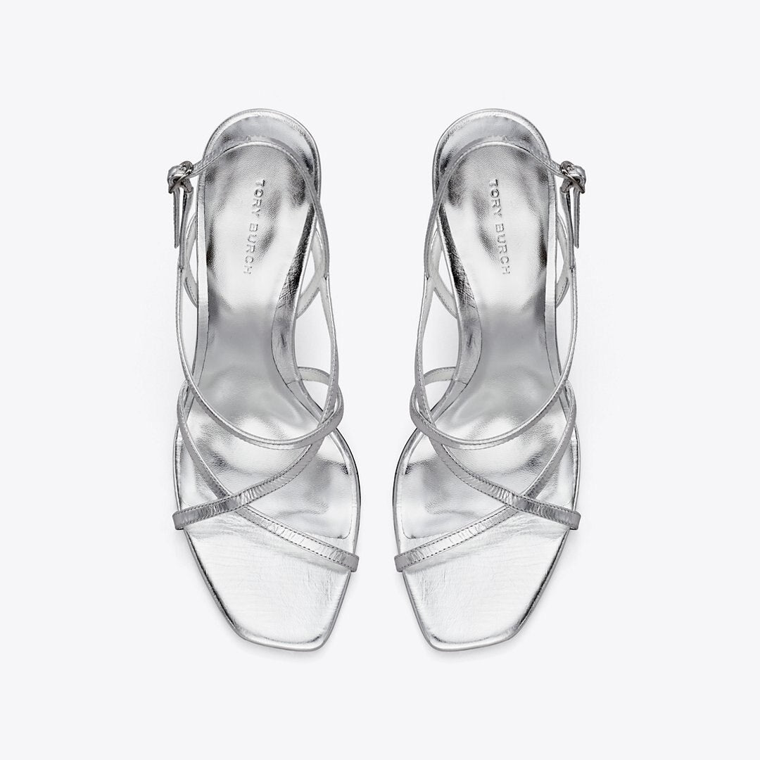 Tory Burch Multi-Strap Heeled Sandal SILVER
