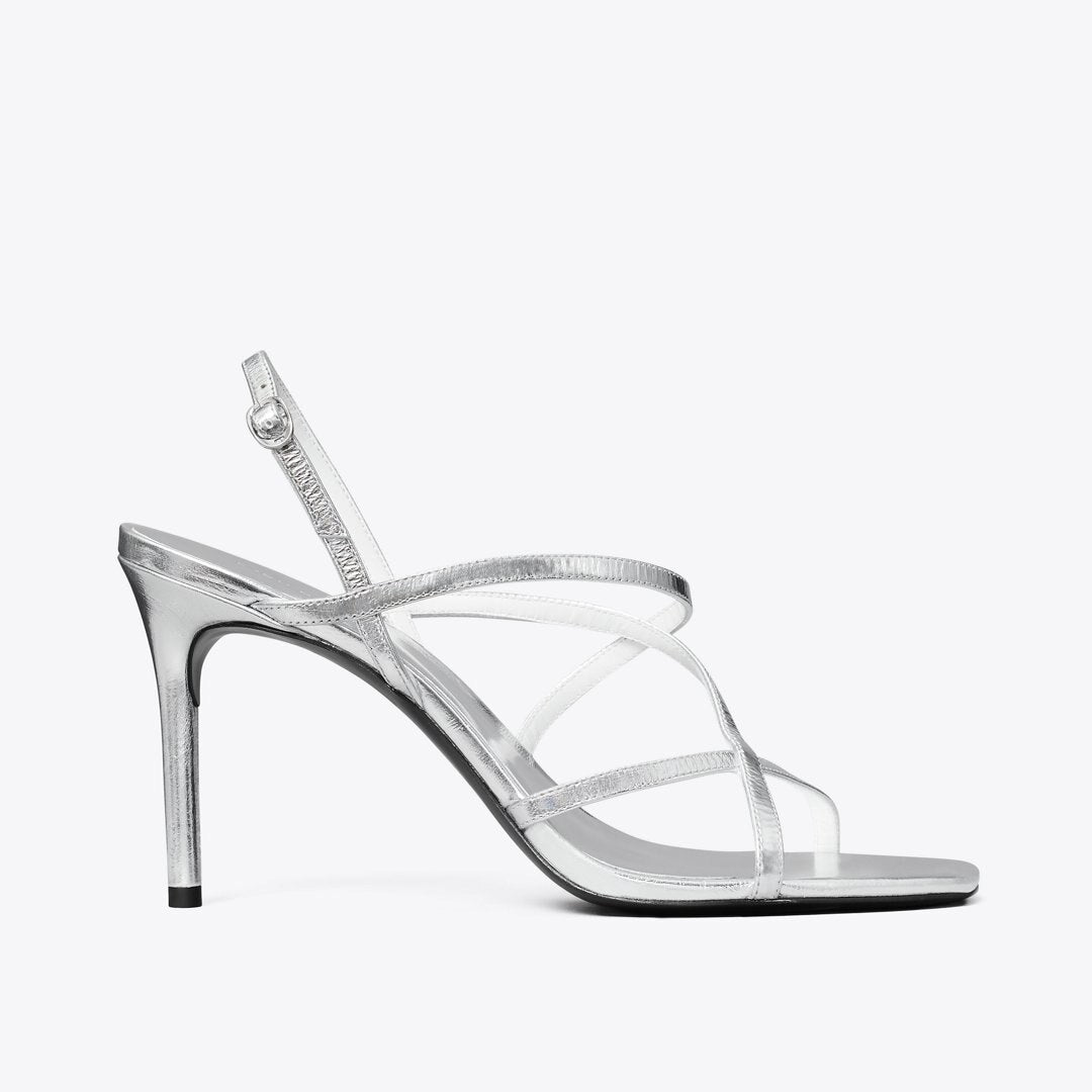 Tory Burch Multi-Strap Heeled Sandal SILVER