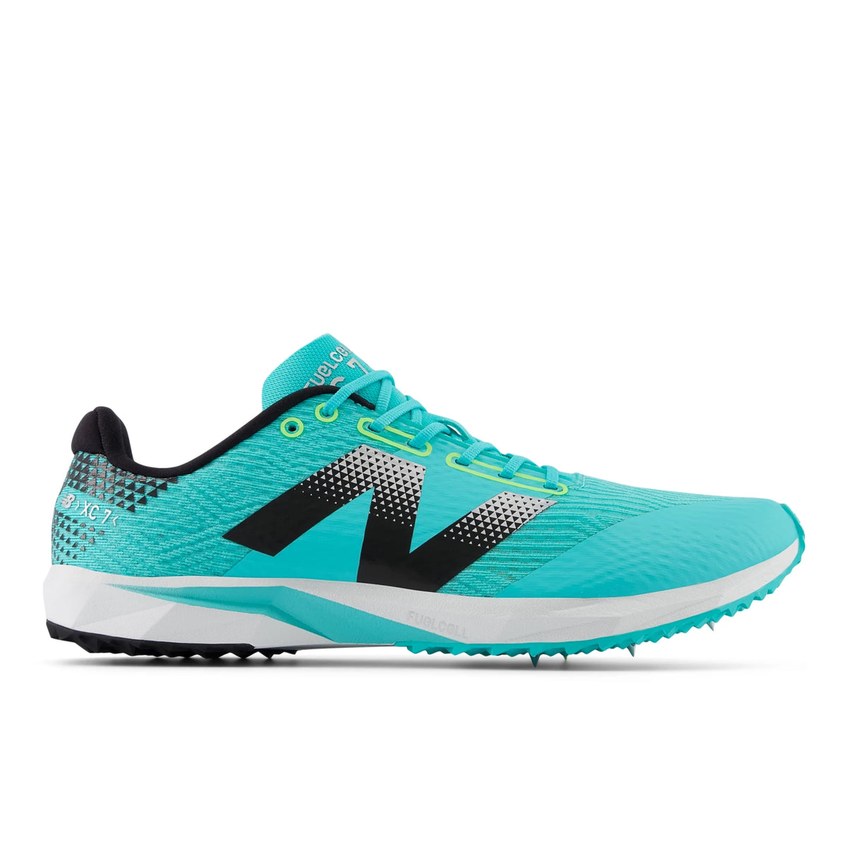 New Balance Fuelcell XC7 V5 Cyber Jade with Black and Silver Metallic
